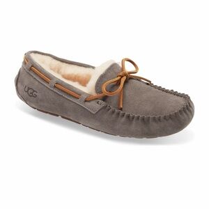 UGG DAKOTA PEWTER FULLY LINED SHEARLING FUR Women's SLIPPERS US 10 EUC